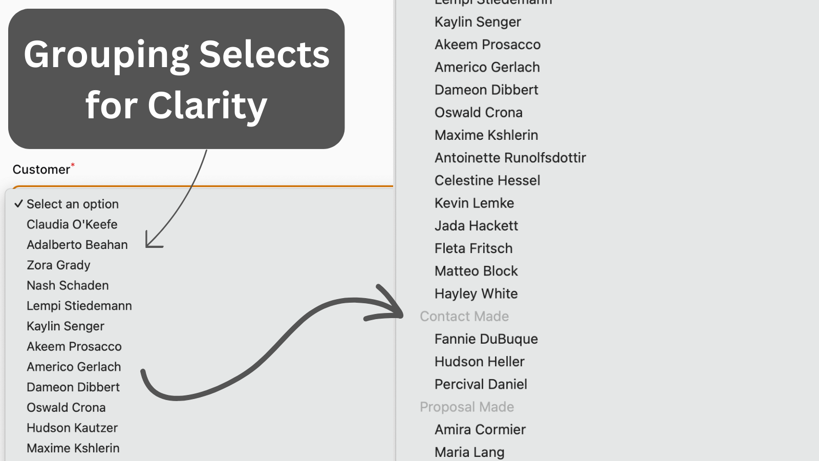 Select Options Grouped by Relationship