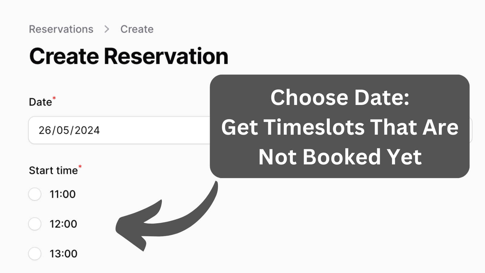 Reservations: Get Available Time Slots by Date