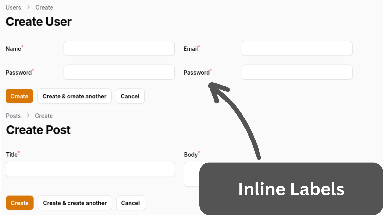 inlineLabel Set on Different Levels: Field, Form or Full Project