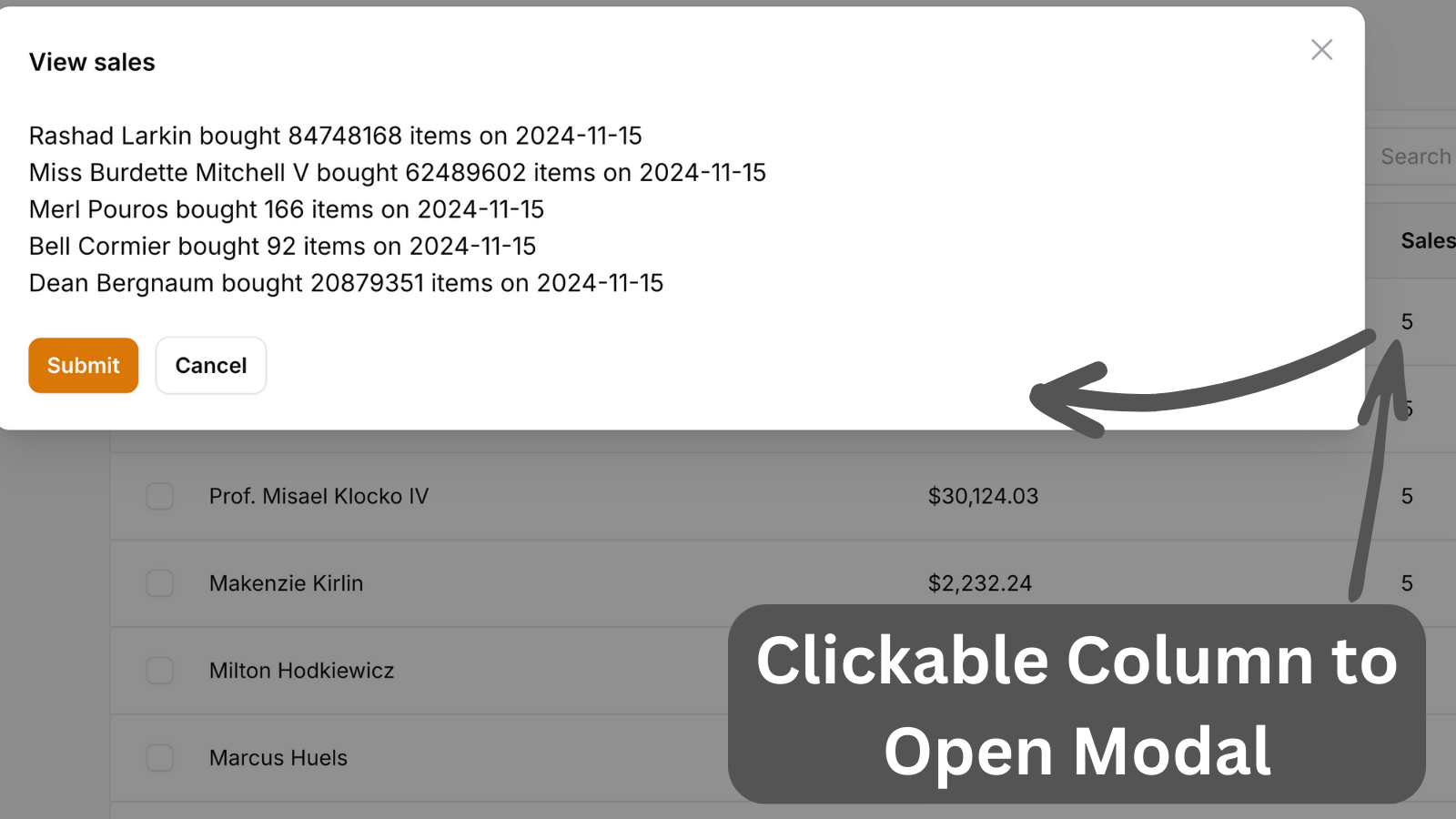 Filament: Clickable Table Column to Open Modal with Details