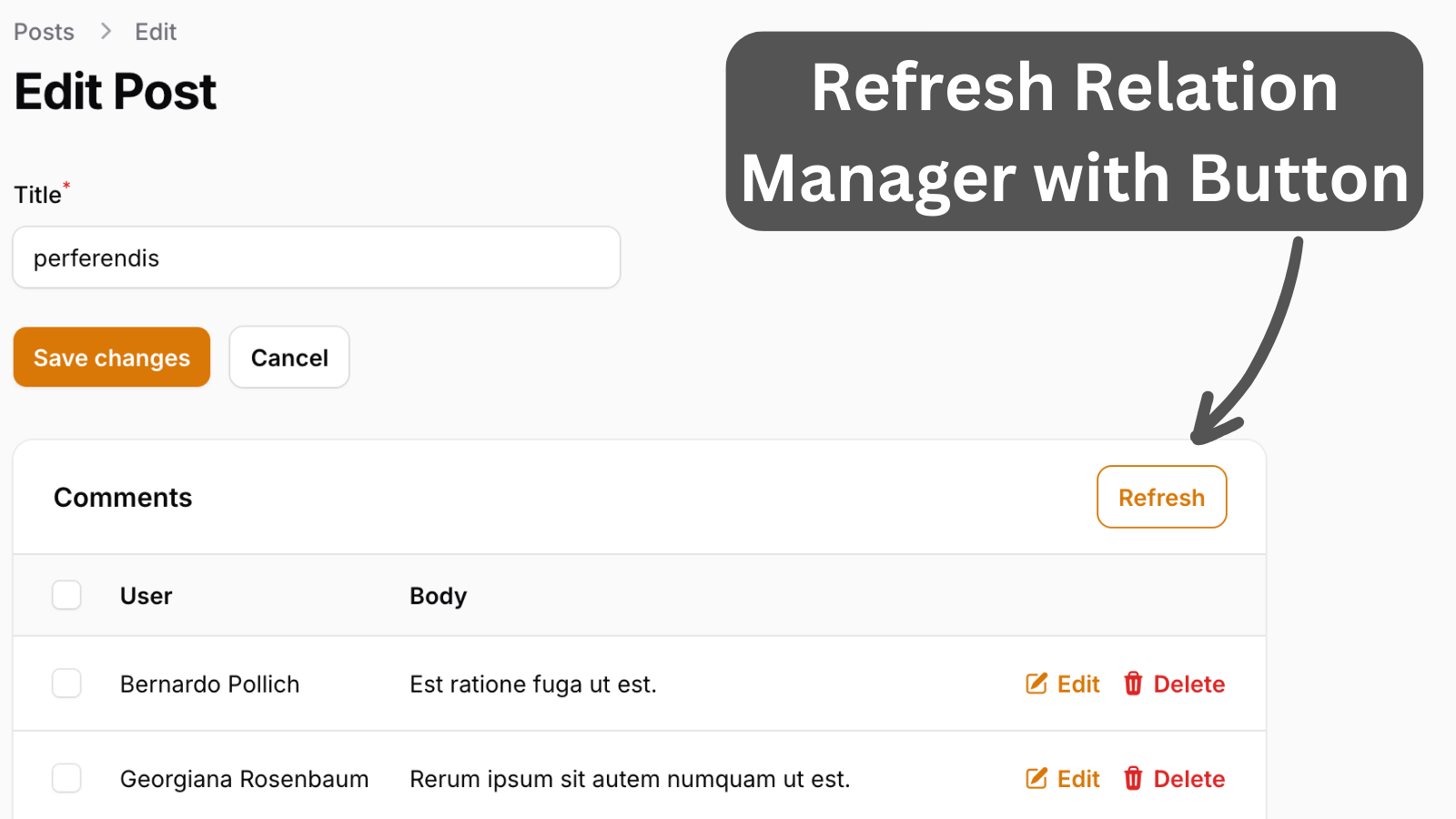 Filament: Refresh Data in Relation Manager