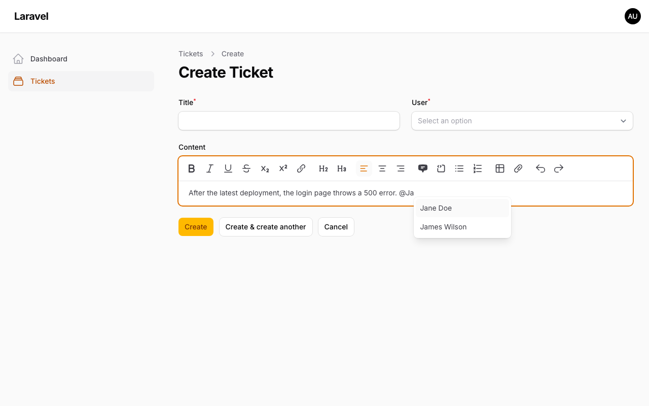 Filament RichEditor: Add @Mentions with Dynamic Database Search