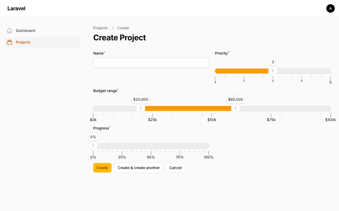 Filament Slider Field: Star Ratings, Budget Ranges, and Stepped Values
